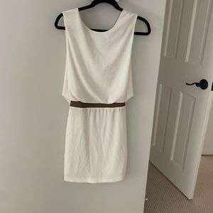 Neil Barrett Cream sleeveless dress with leather waist open back